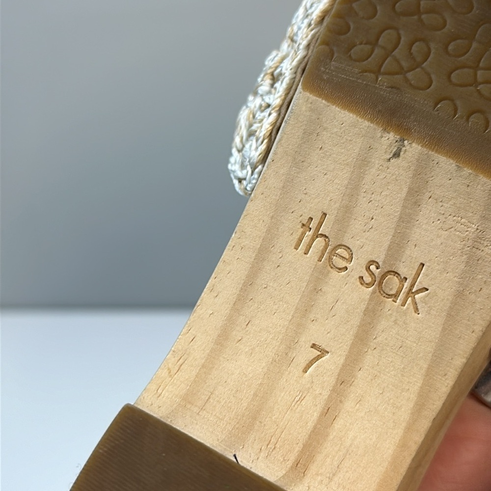 The Sak Ella Crochet Wood Slide Sandals Sz 7 Cottagecore Retro Vintage Inspired - Picture 10 of 16